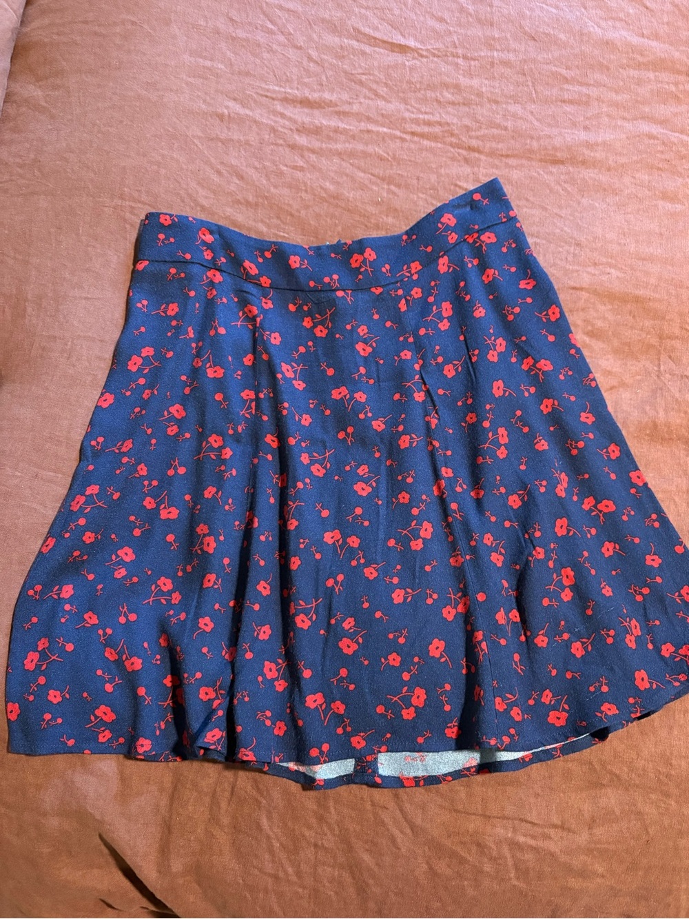 Reformation Mini Skirt with Red Floral Print